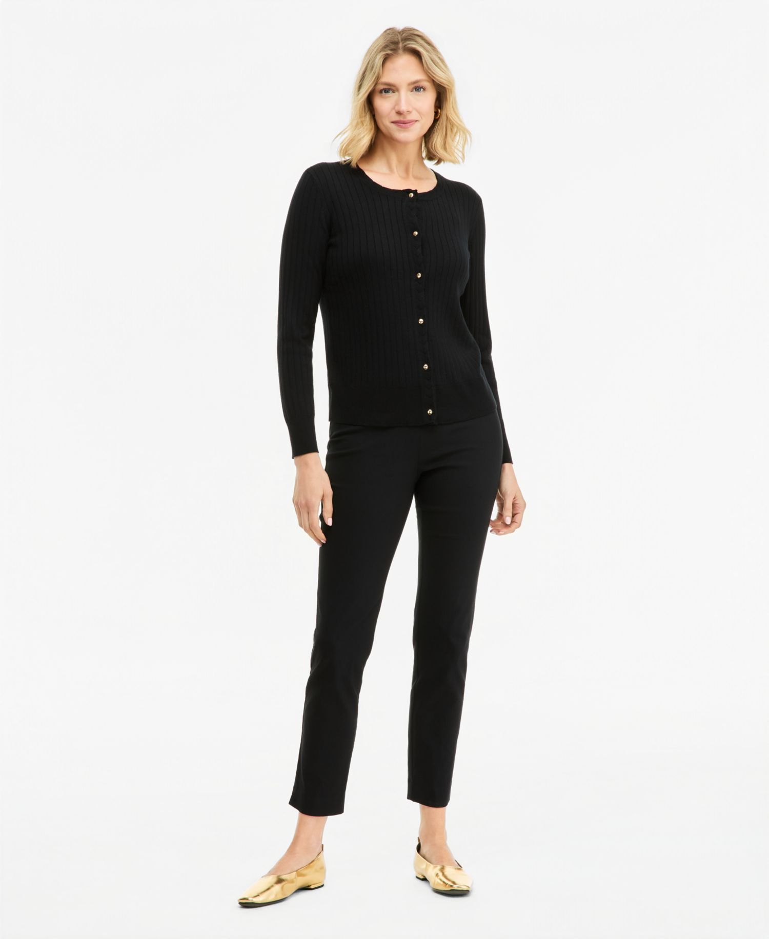 Petite Ribbed Button-Down Cardigan Sweater