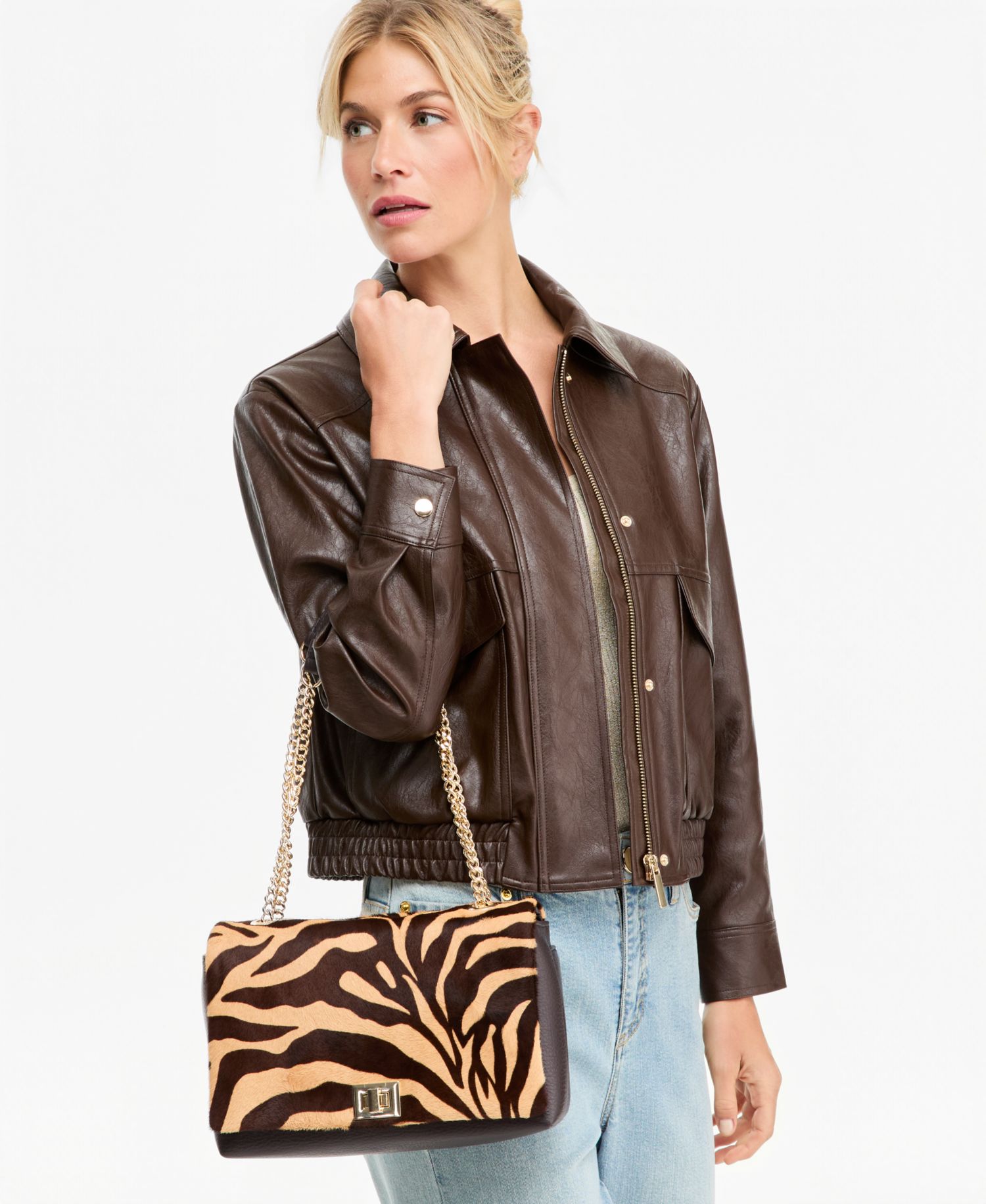 Soft Ajae Zebra-Print Shoulder Bag