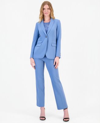 Women's One-Button Blazer, Sequin Tank Top & Straight-Leg Pants