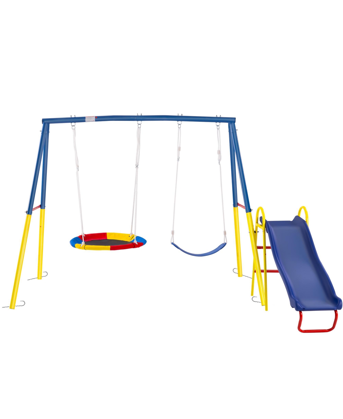 Zeny Swing Sets for Backyard with Kids Slide Outdoor Heavy-Duty Metal Playset 3 in 1 Swing Set with Slide