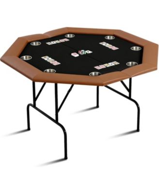 Octagon Poker Table with 8 Cup Holders, Casino Leisure Table for 8 Players