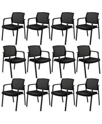 12-Pack Office Conference Chair Set Mesh Guest Reception Stack Chairs with Caster Wheels