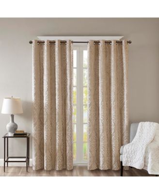 Knitted Jacquard Damask Total Blackout Grommet Top Curtain Panel