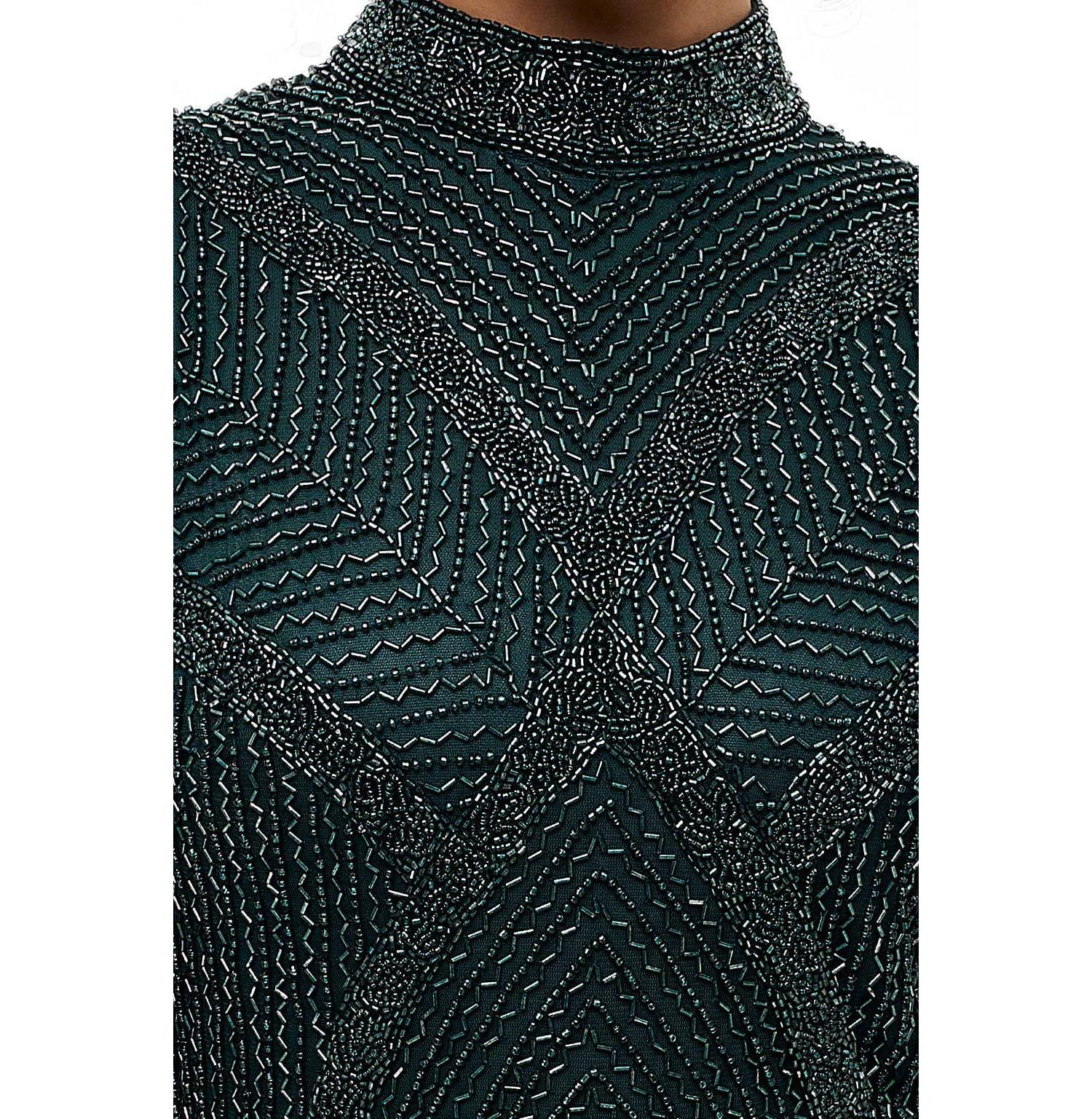 Women's Modest Abstract Embellished Sequin Maxi Dress