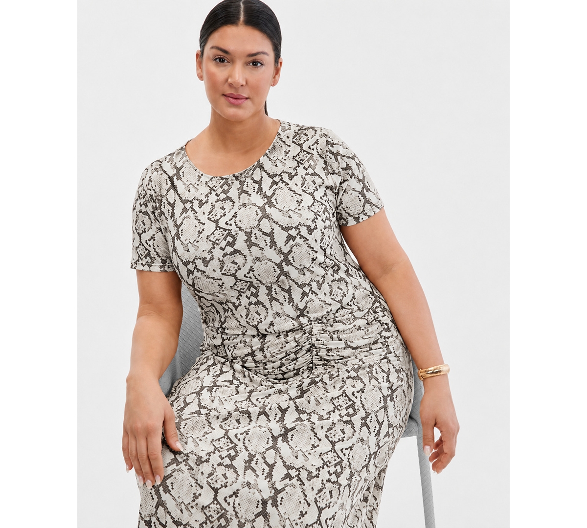 I.n.c. International Concepts Plus Short-Sleeve Mesh Midi Dress, Macy's Exclusive