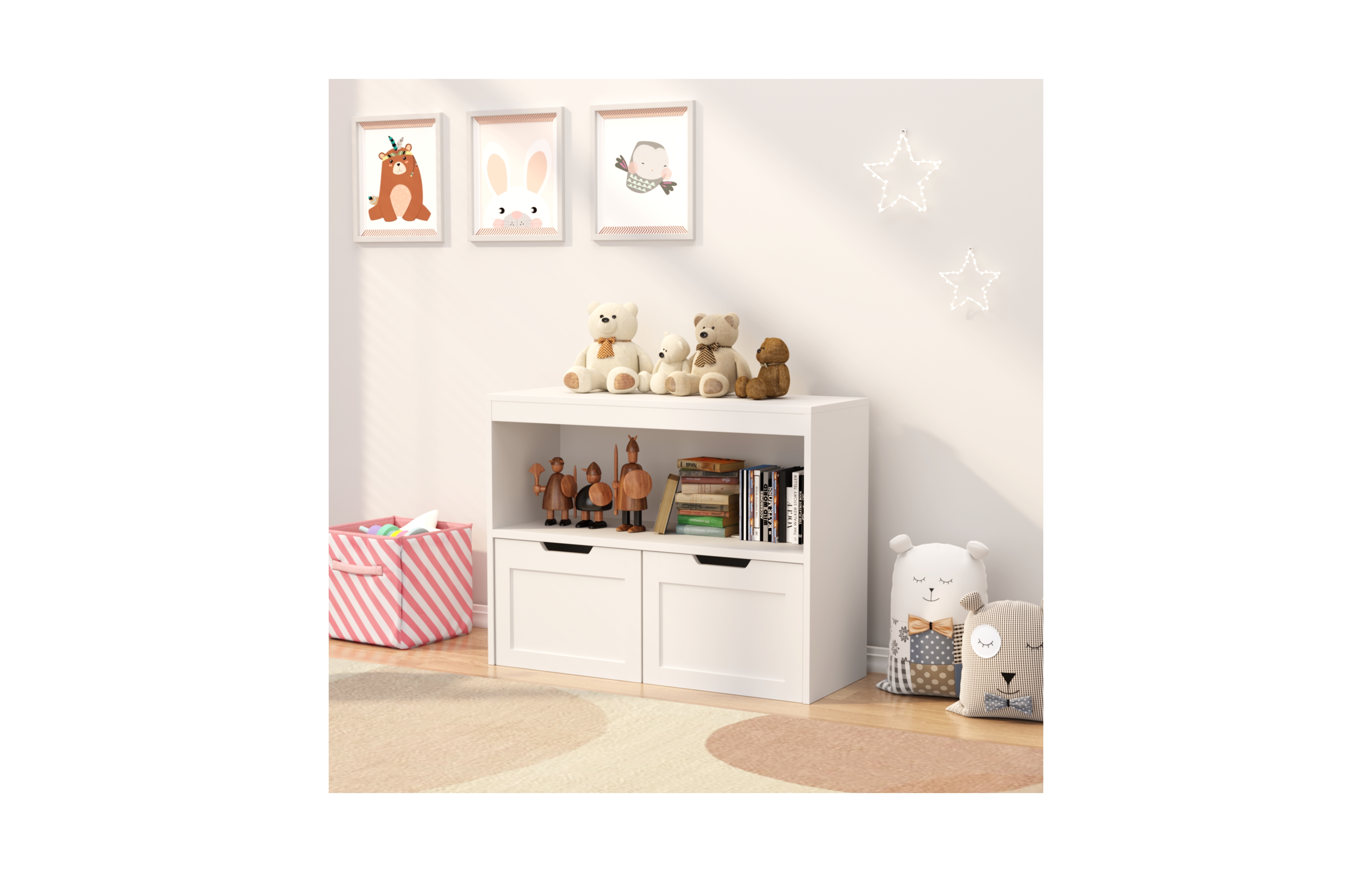 Flynama Kids Toy Storage Organizer with Drawers Open Shelves and Wheels