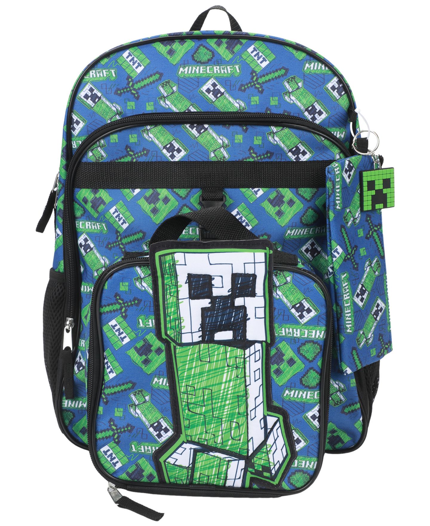 Детские сумки Minecraft All Over Print Backpack, Lunch Kit, Keychain and Pencil Case, 4-Piece Set, цвет: Синий — фото 4