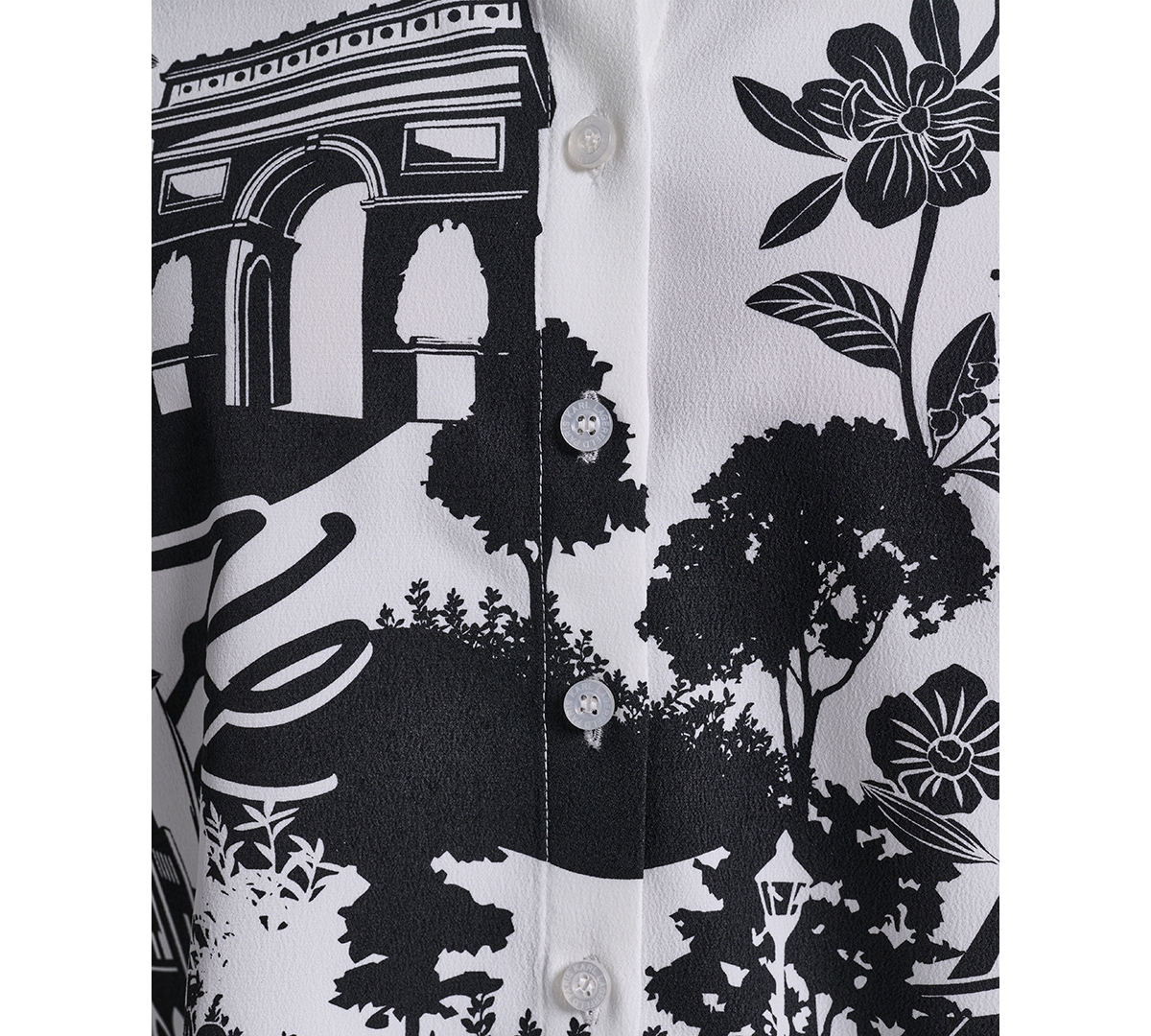 Karl Lagerfeld Paris Petite Collared Button-Front Blouse