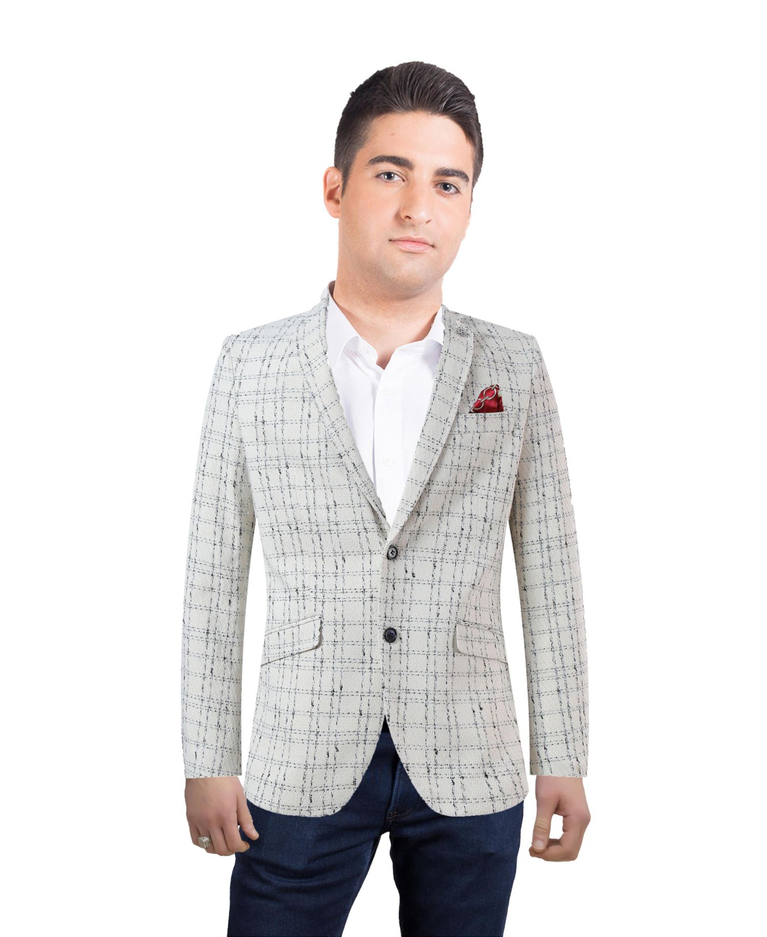 Men's Slim Fit Plaid Boucle Sport coat