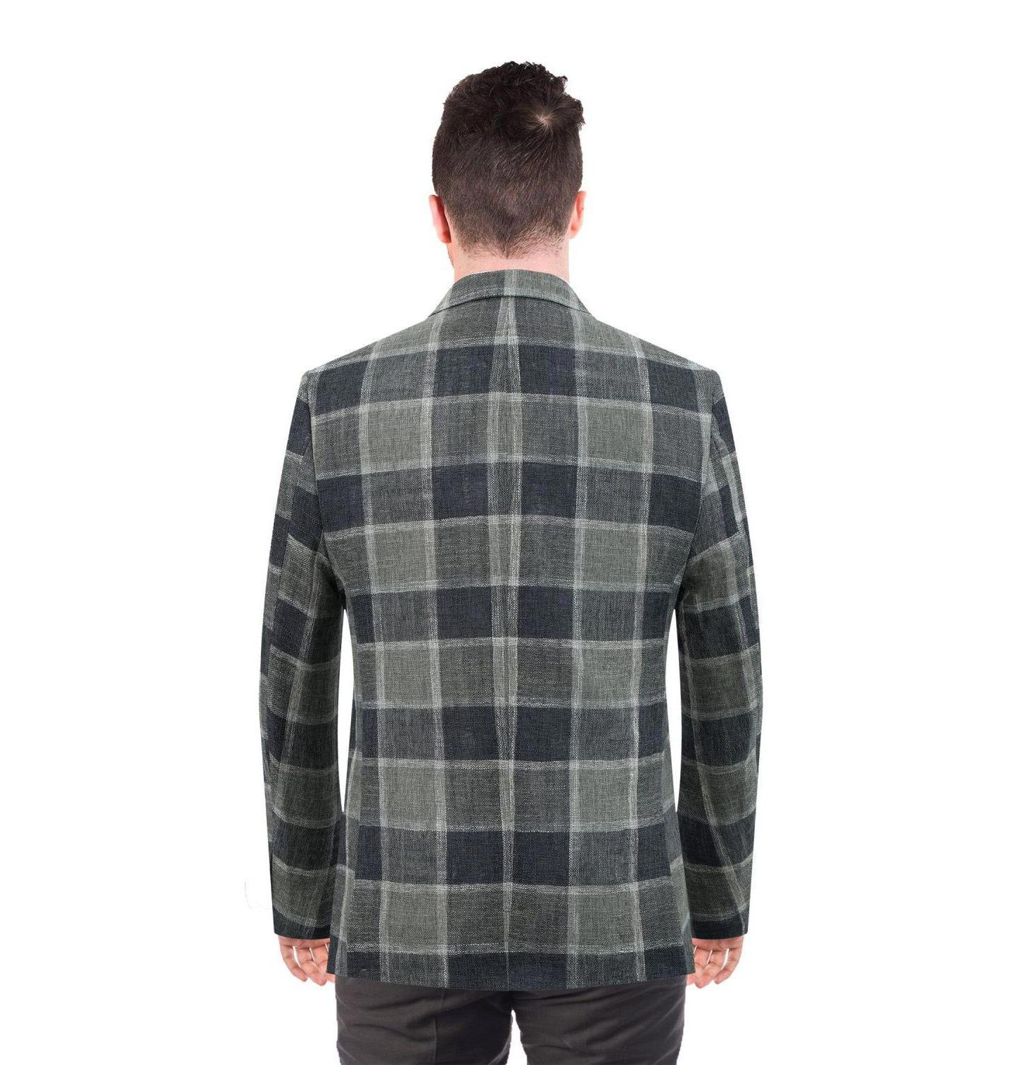Мужской пиджак Elie Balleh Slim Fit Big Plaid Sports Blazer, цвет: Серый — фото 2