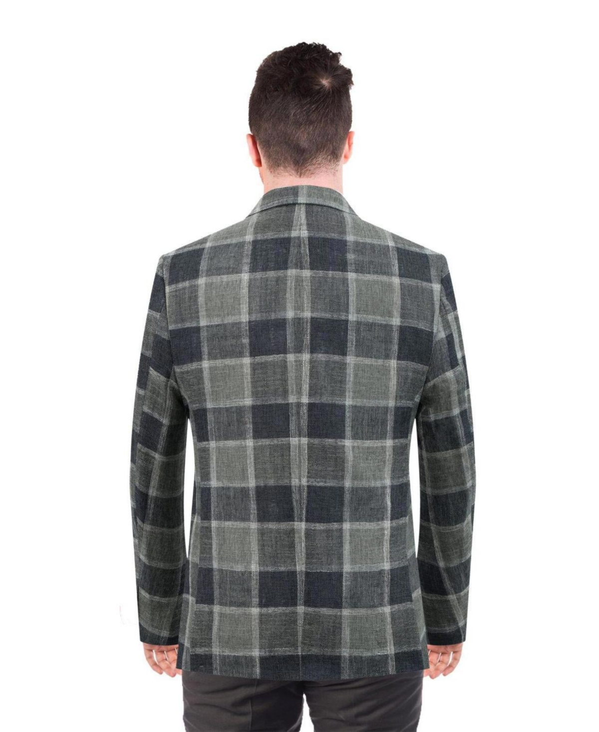 Elie Balleh Men's Slim Fit Big Plaid Sports Blazer