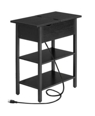 Modern Side Table with Flip-Up Top and Built-In Charging Station