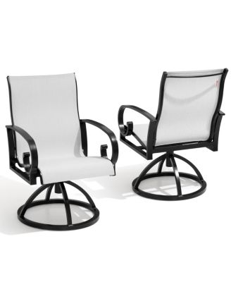 Outdoor Aluminum Patio Swivel Dining Chairs with Sunbrella Fabric