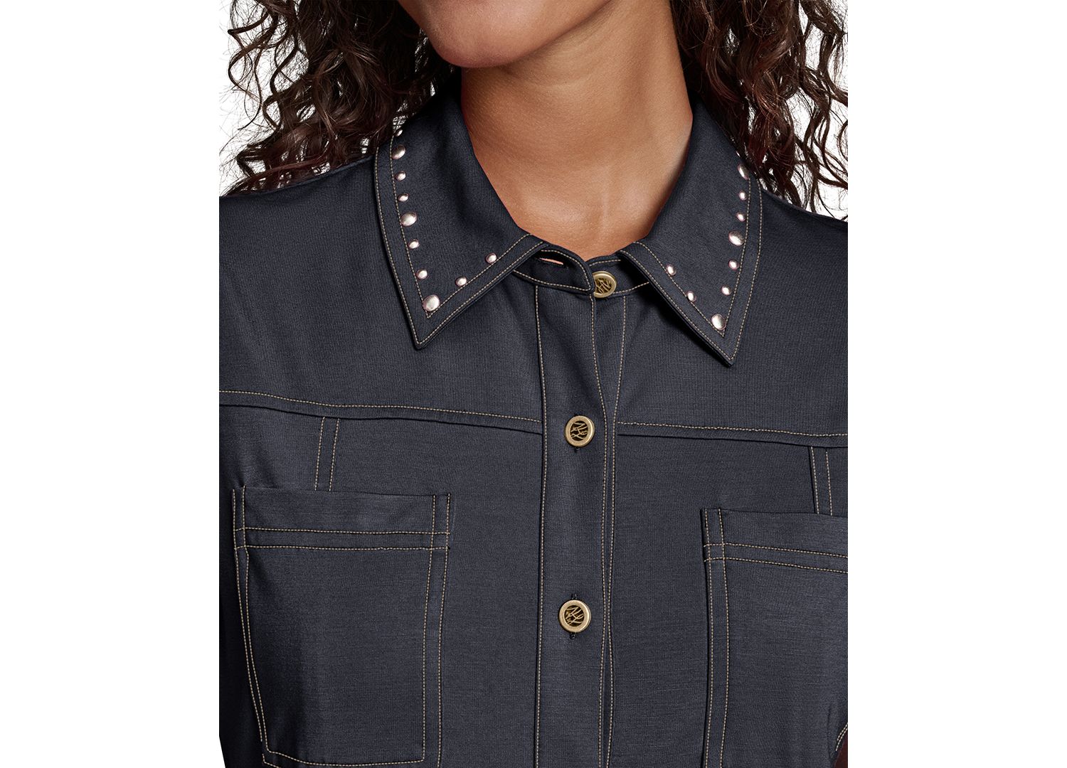 Women's Belted Collared Jersey Shirt Dress