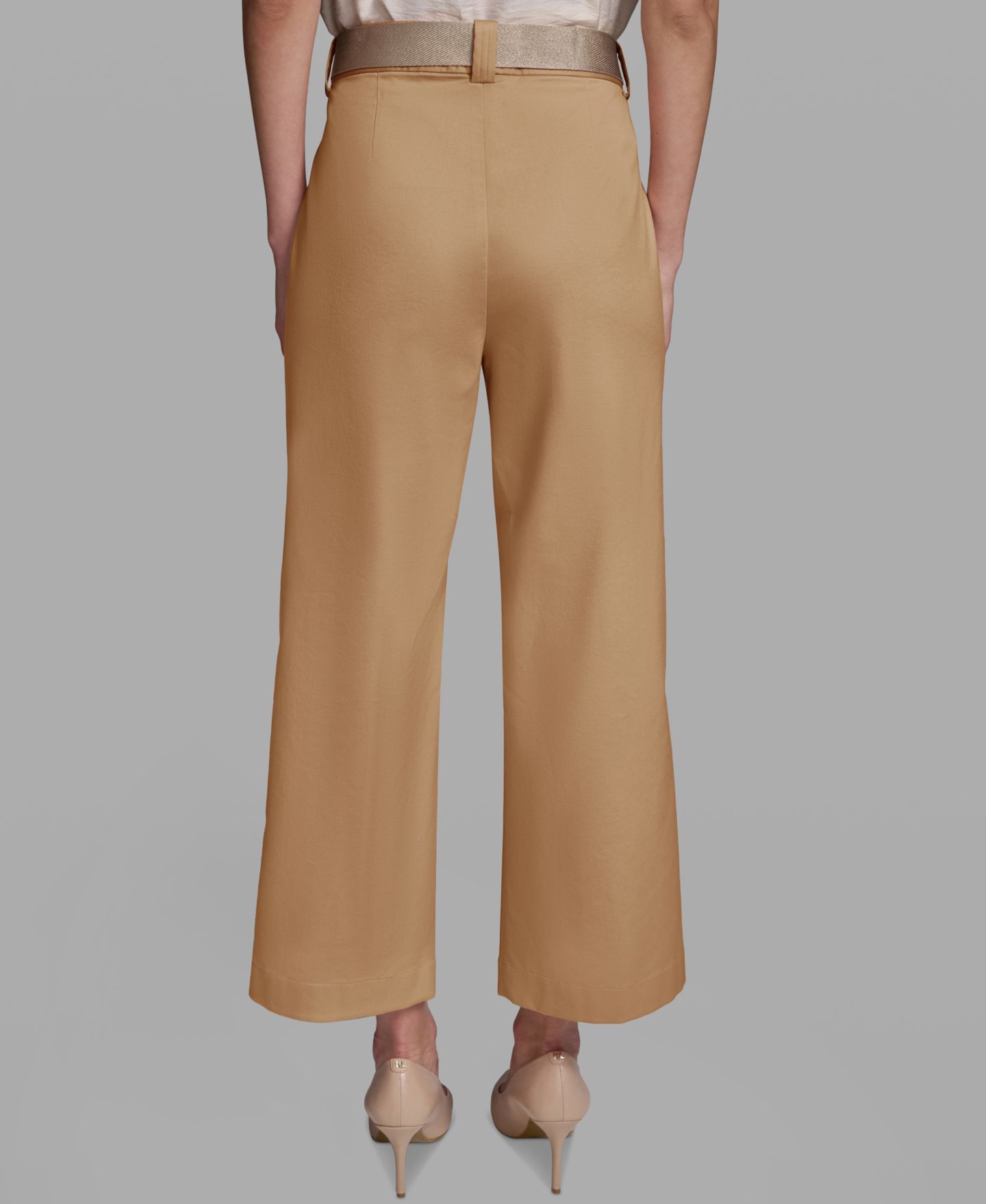 Женские брюки KARL LAGERFELD PARIS Mid-Rise Belted Cropped Pants, цвет: Cartouche — фото 5