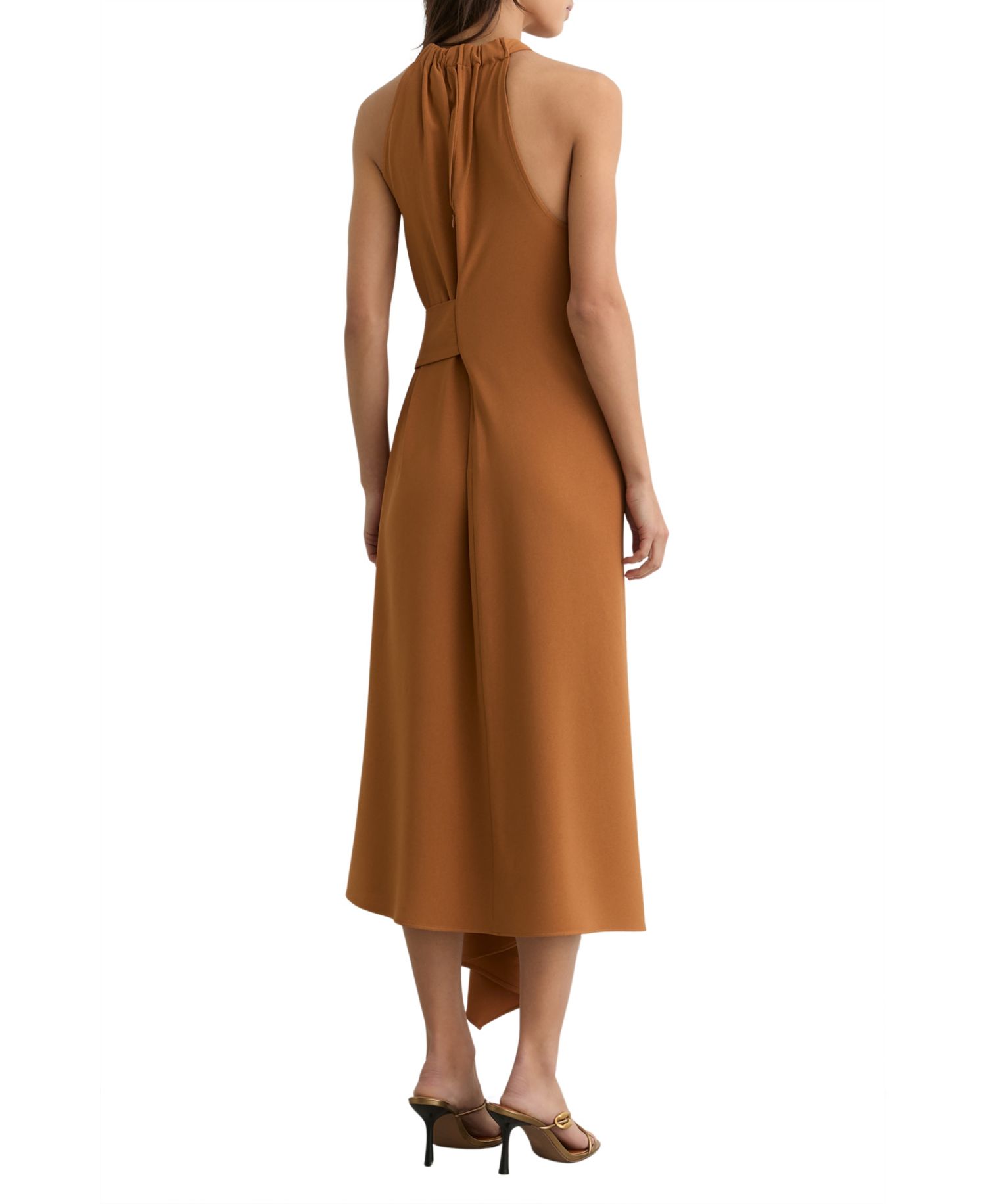 Women's Drape-Detail Sleeveless Midi Dress