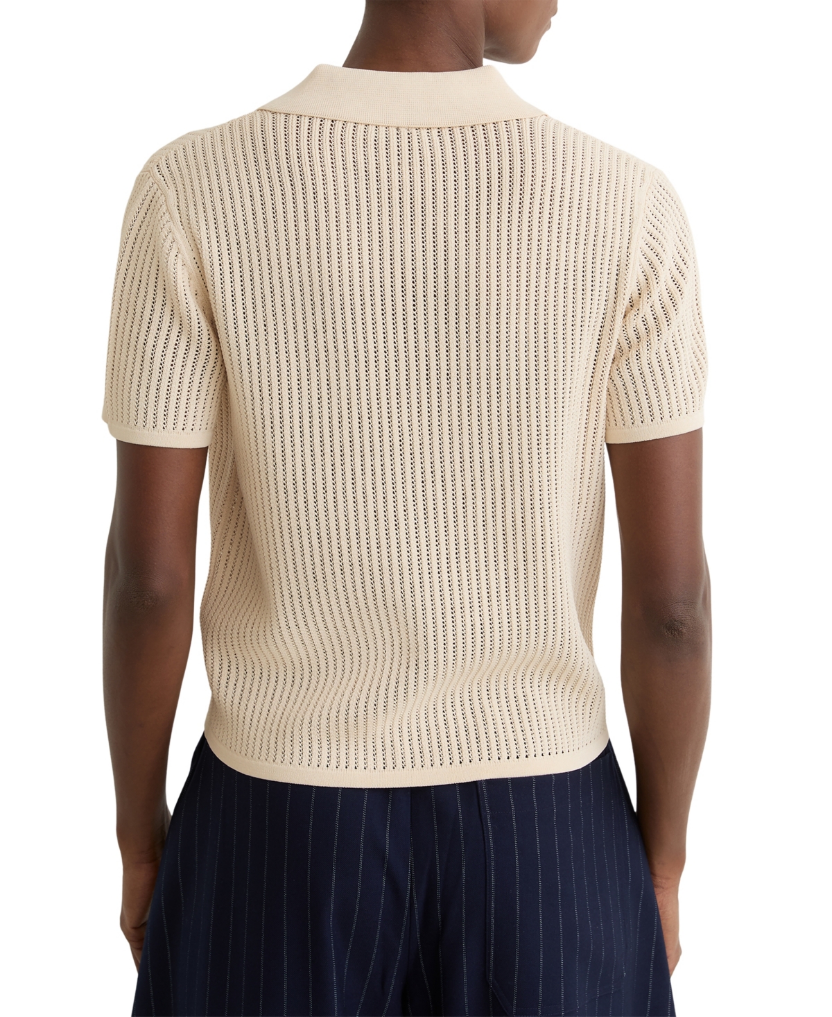 Reiss Women's Open-Stitch Knitted Polo Top