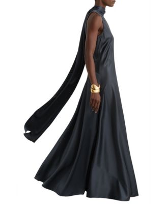 reiss satin cape dress Reiss Atelier Cape Maxi Dress in Champagne