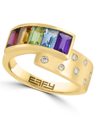 Multi-Gemstone (1-3/4) & Diamond (1/2 ct. t.w.) Ring in 14k Gold over Sterling Silver