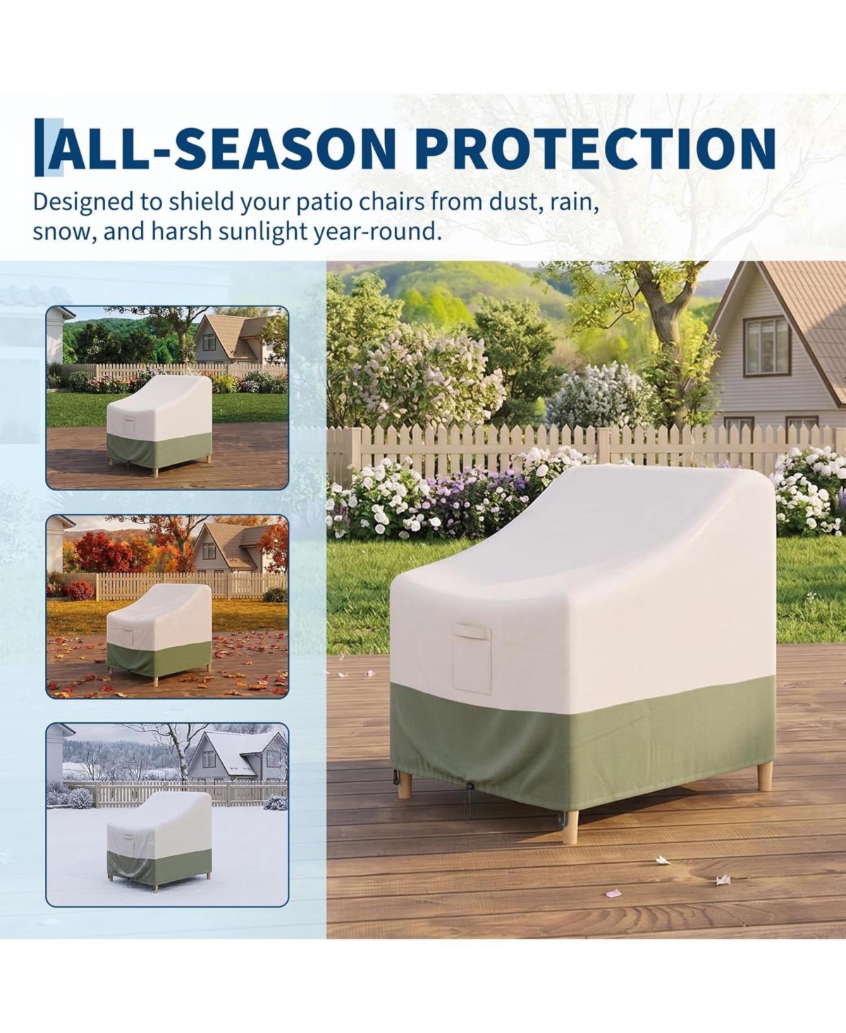homfan Beige Patio Chair Covers Set of 4