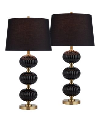 Possini Euro Grace 30" High Black Glass Table Lamp Set of 2