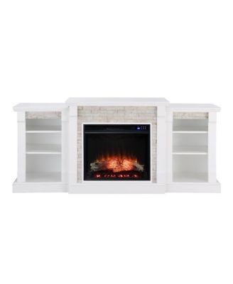 Gallatin Criss-Cross Electric Fireplace w/ Bookcases