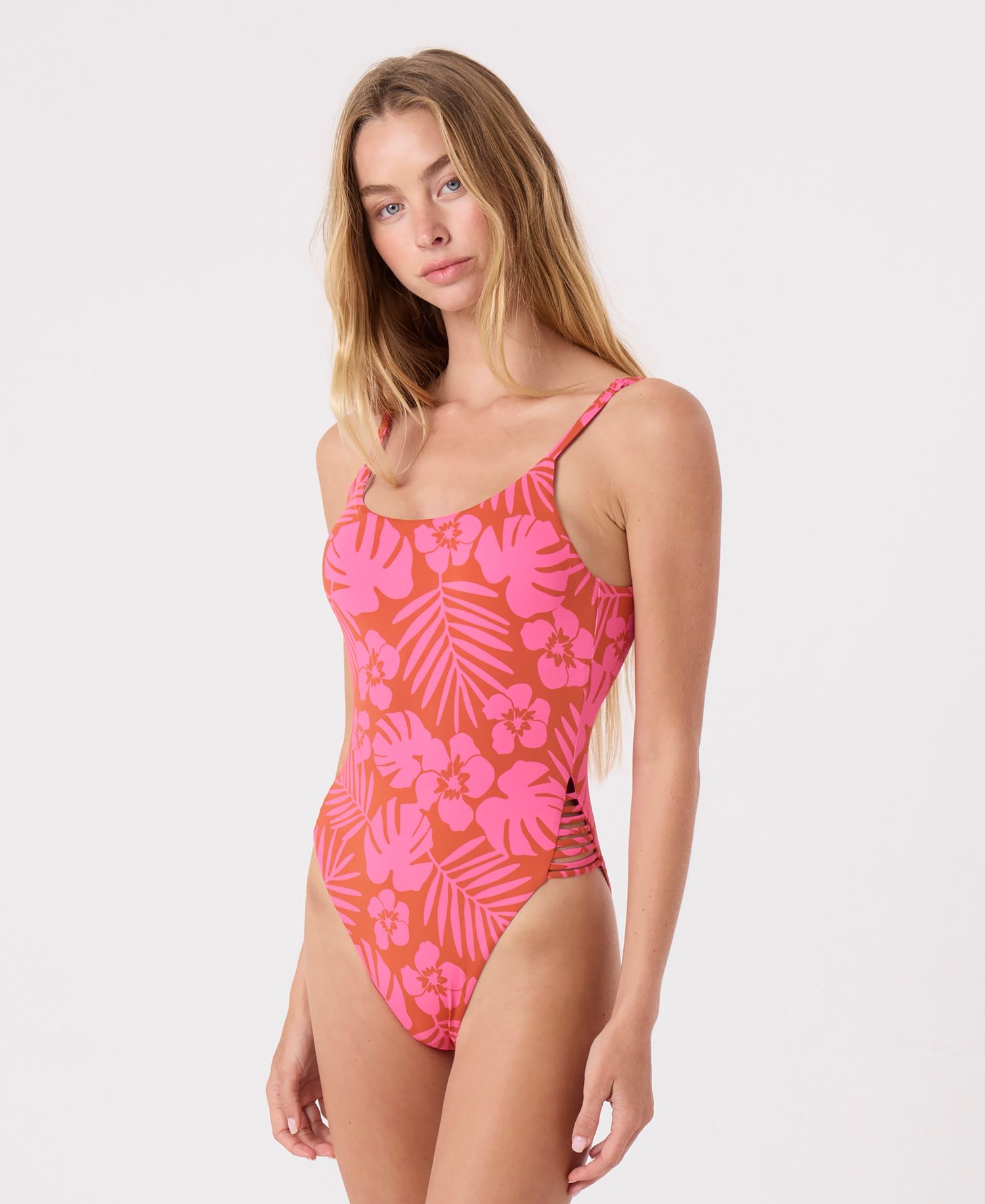 Women's Sun Chaser Lattice Scoop Neck One-Piece Swimsuit