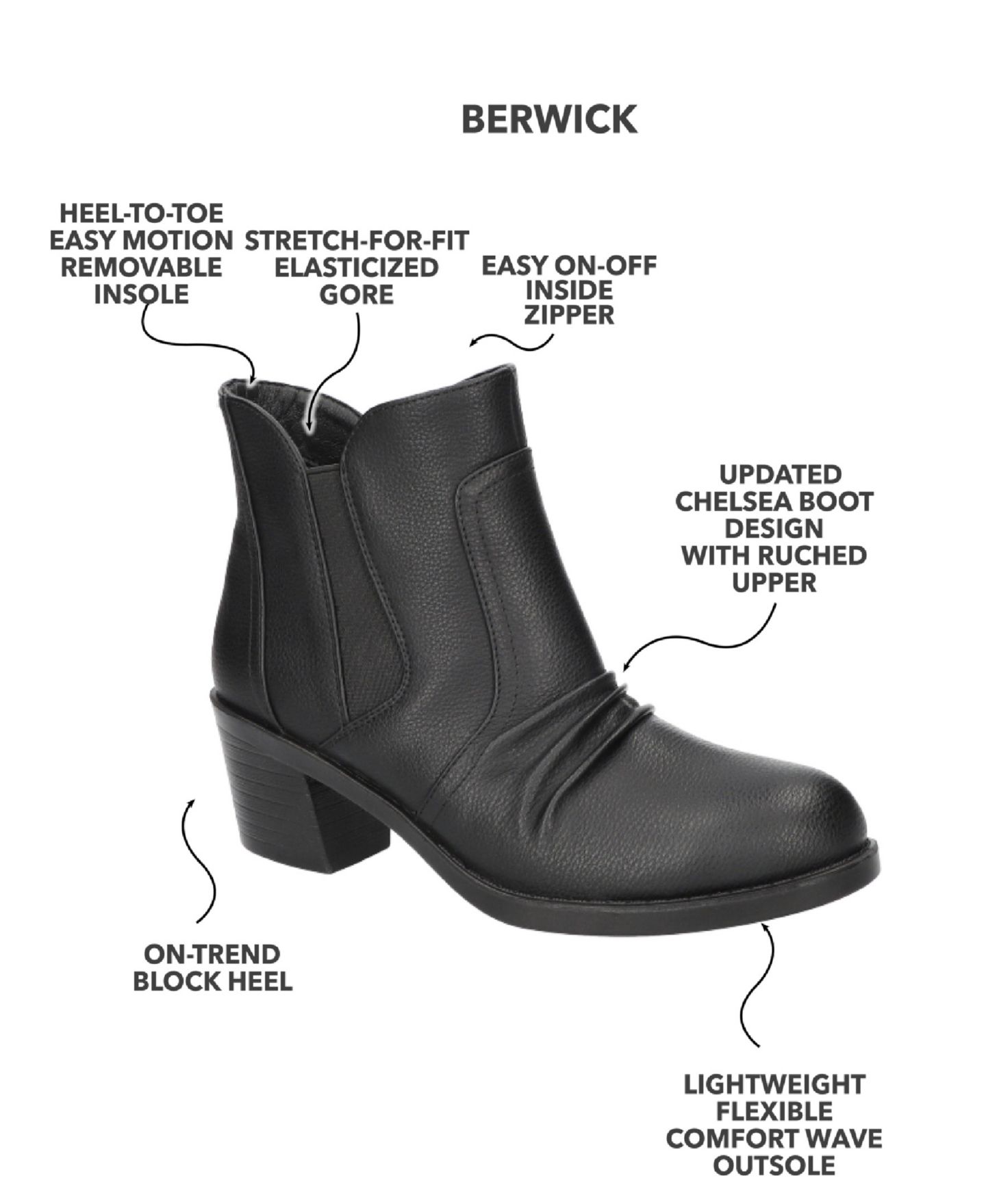 Женские ботинки Easy Street Berwick Ankle Booties, цвет: Чёрный матовый — фото 8