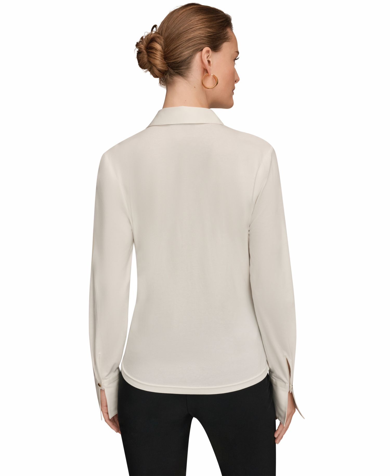 Women's Mixed Media Long-Sleeve Poplin Shirt