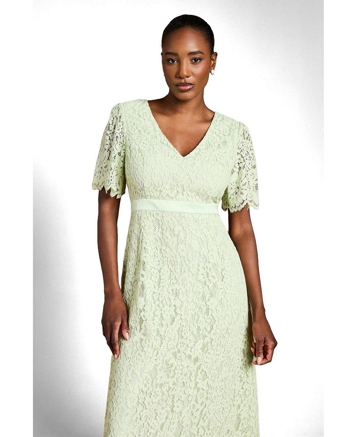 Coast Women's Scallop Hem V-Neck Lace Midi Dress view 2 — MAYCSS fashion products