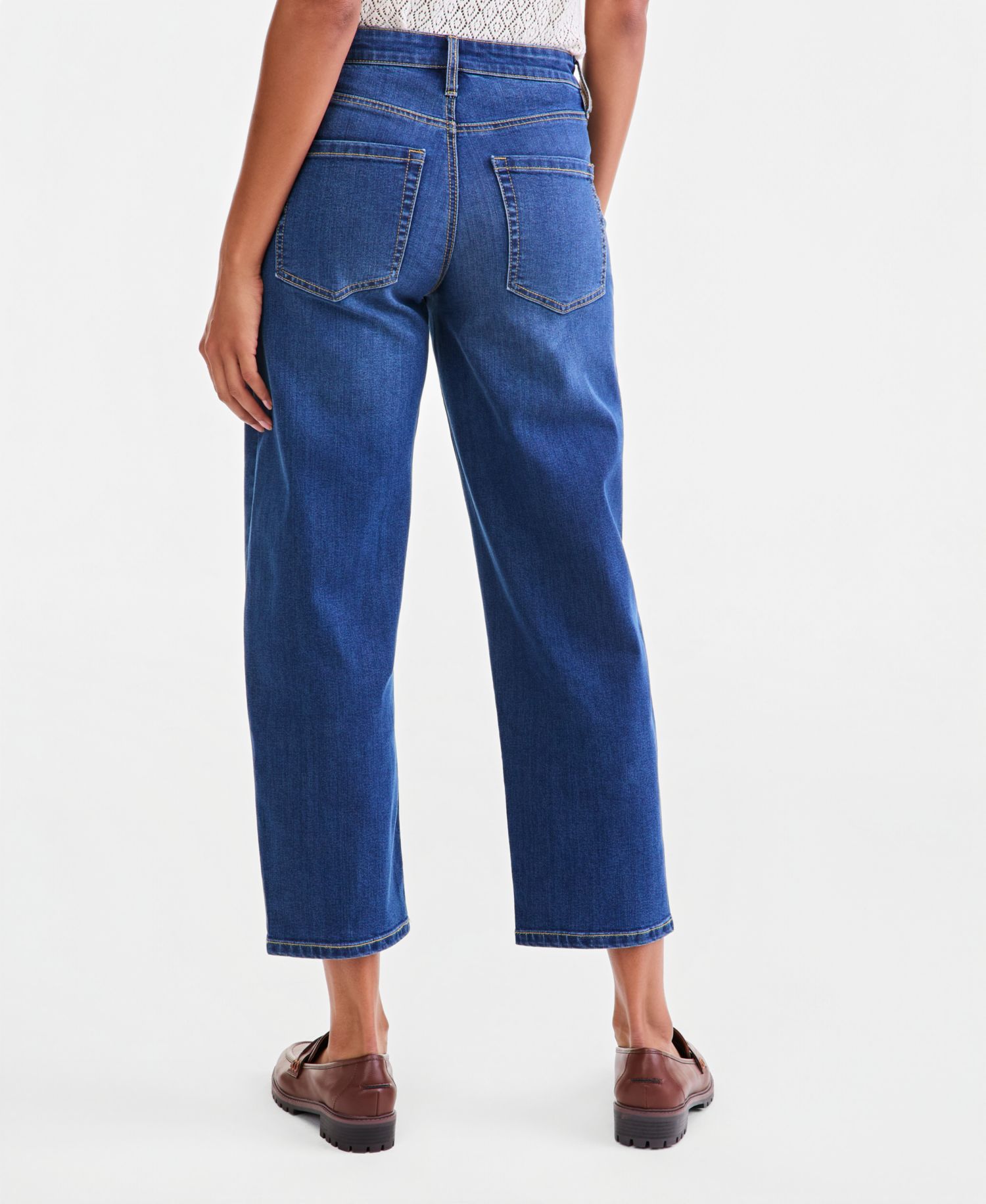 Petite High-Rise Barrel Cotton-Blend Jeans