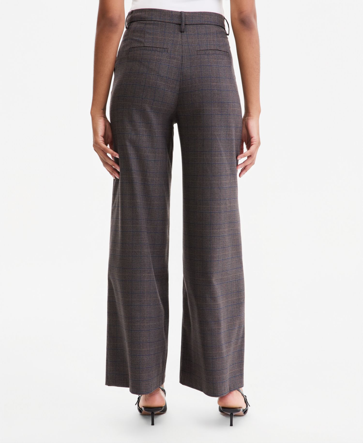 Women's Plaid High-Rise Wide-Leg Pants