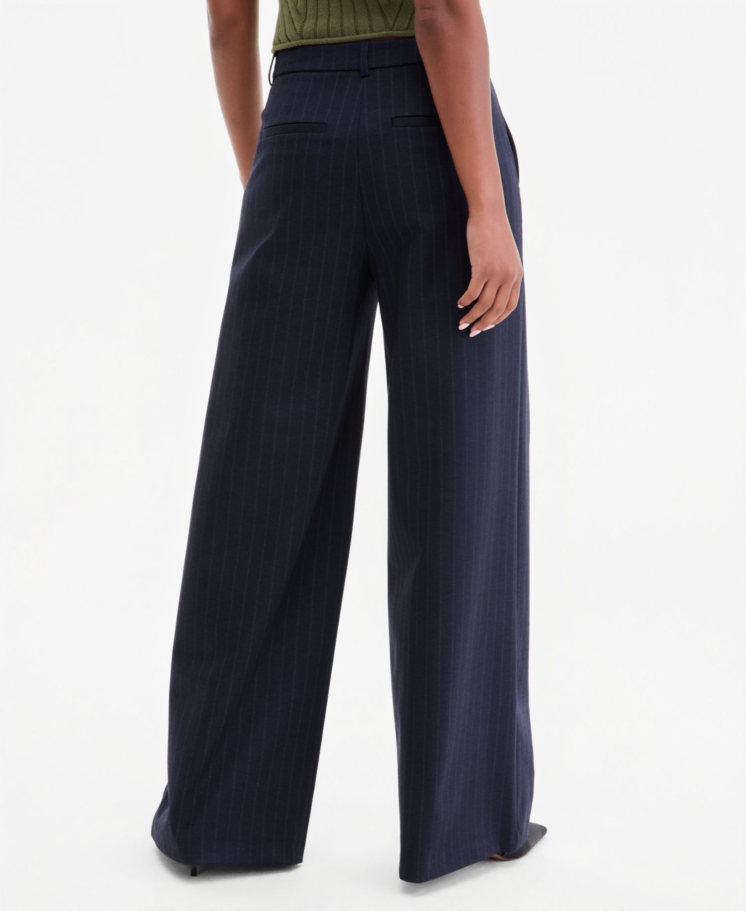 Women's Pinstriped High-Rise Wide-Leg Pants