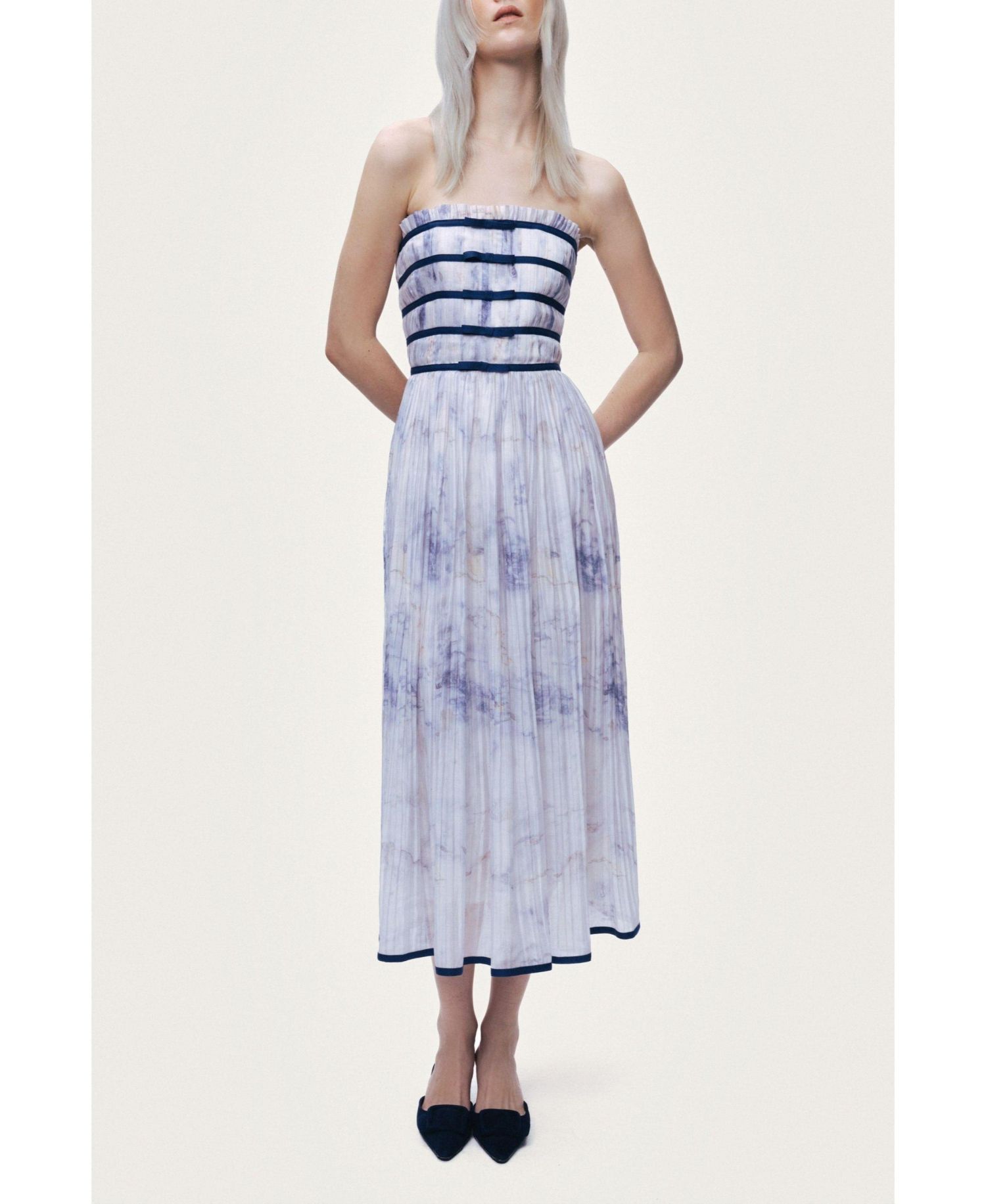 Women's Bow Detail Strapless Midi Dress