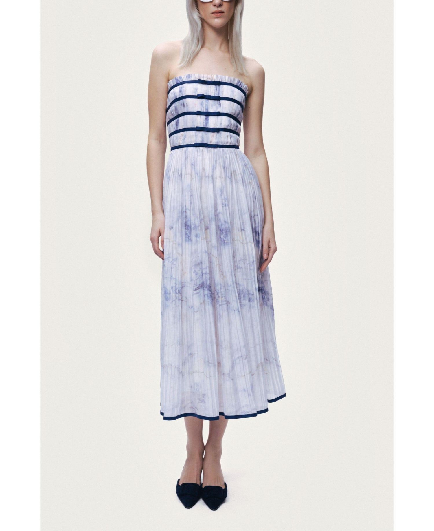 Women's Bow Detail Strapless Midi Dress