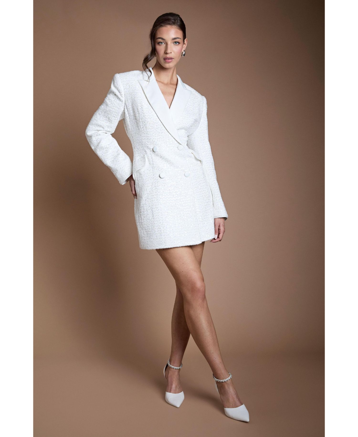 Women's Bridal Collared Neck Blazer Dress
