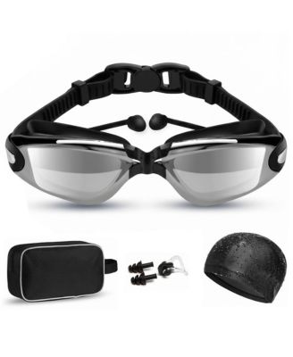 Swim Goggles Set Anti Fog No Leaking UV Protection Wide View HD PC Mirror