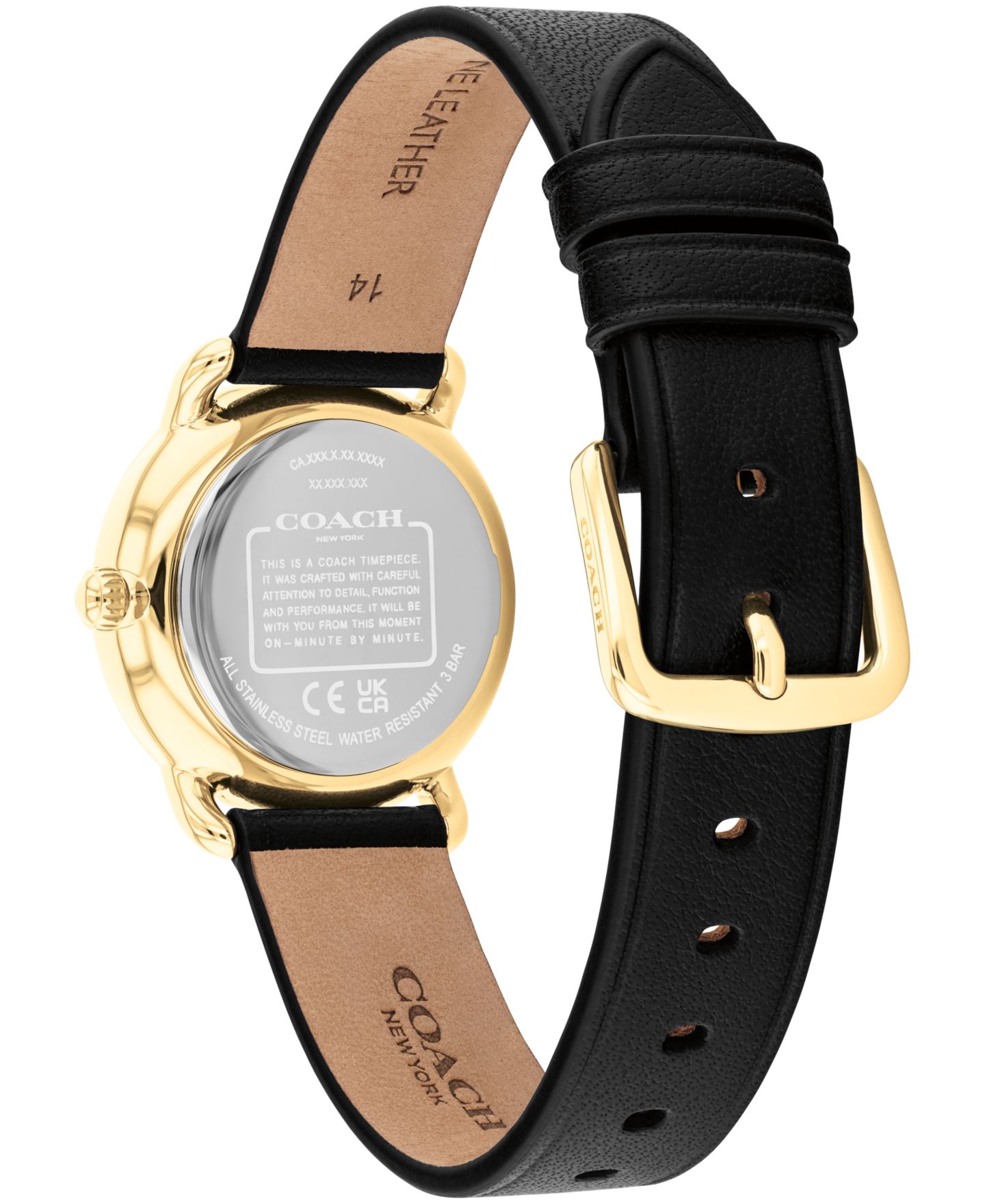 Женские часы COACH Elliot Black Leather Strap Watch 28mm — фото 2