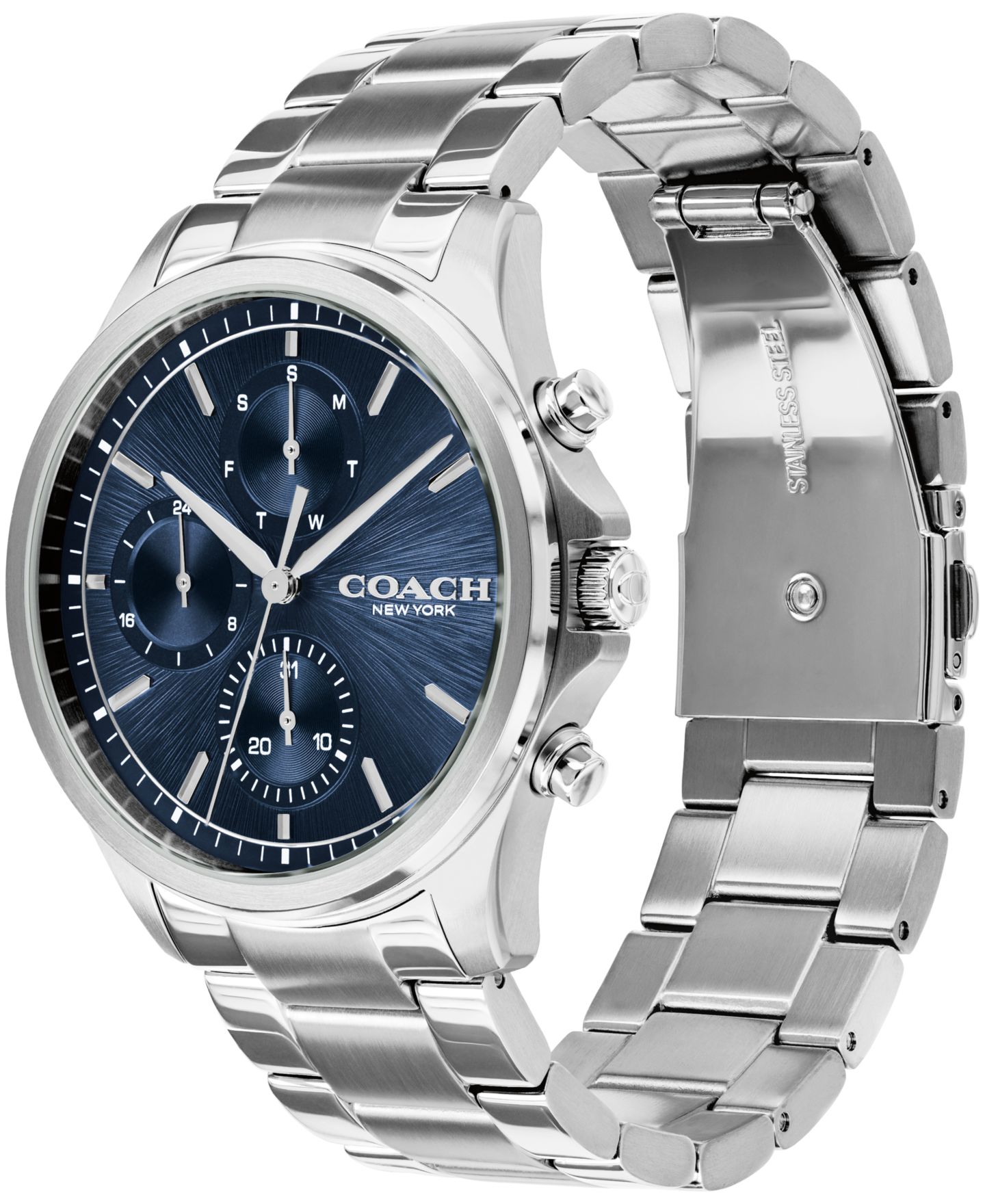 Мужские часы COACH Oliver Silver-Tone Stainless Steel Bracelet Watch 41mm — фото 3