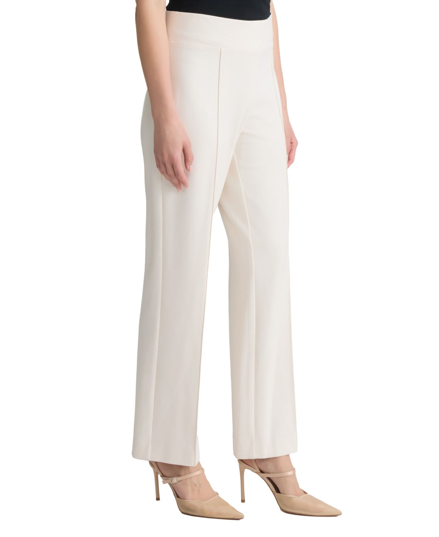 Petite Pintuck Pull-On Mid-Rise Trousers