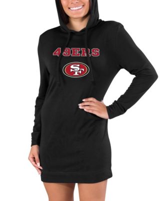 Women's Black San Francisco 49ers Gather Long Sleeve Hoodie Nightshirt