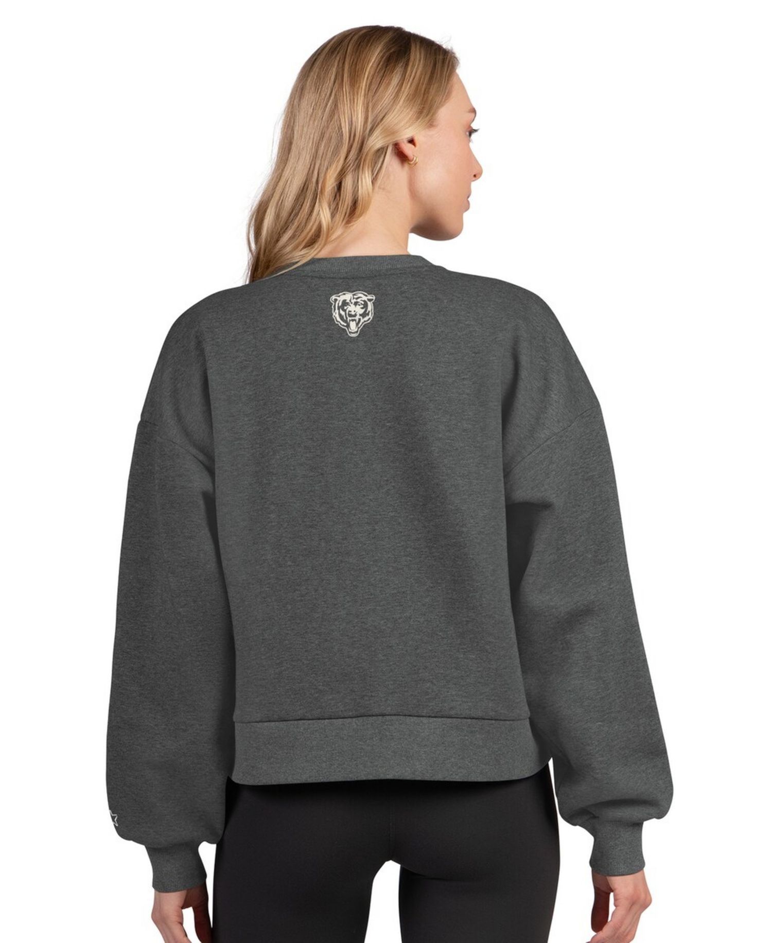 Women's Heather Gray Chicago Bears Show Up Cropped Fleece Pullover Sweatshirt