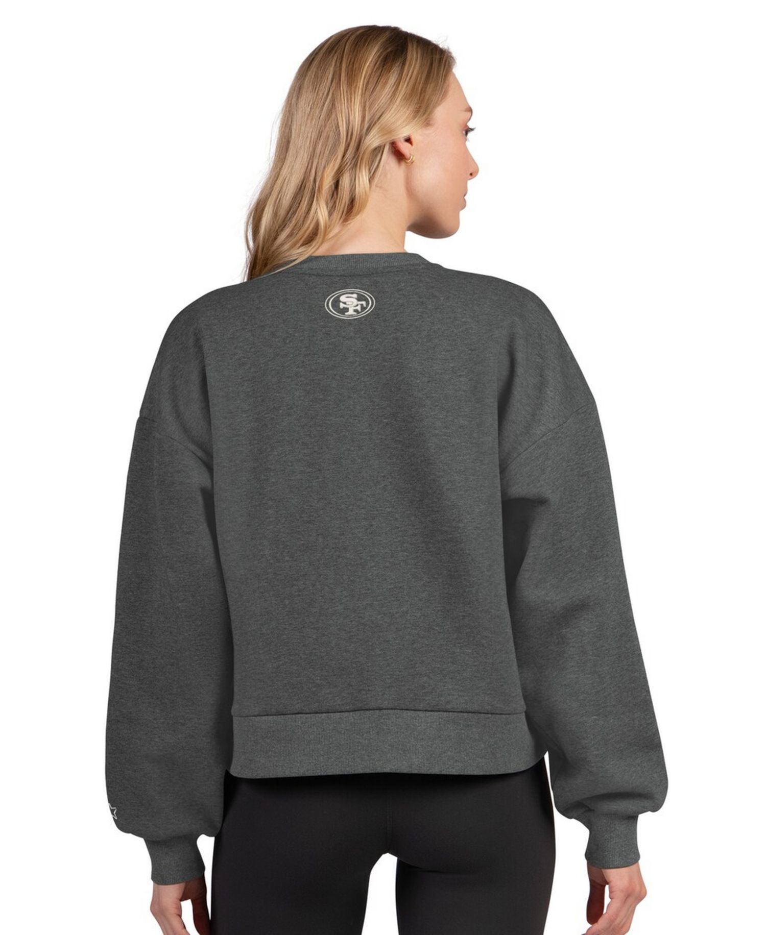 Women's Heather Gray San Francisco 49ers Show Up Cropped Fleece Pullover Sweatshirt