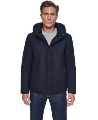 Men's Front-Zip Duffel Wool Jacket