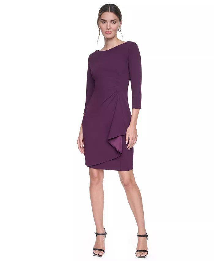 Women's Boat Neck Ruched Sheath Dress