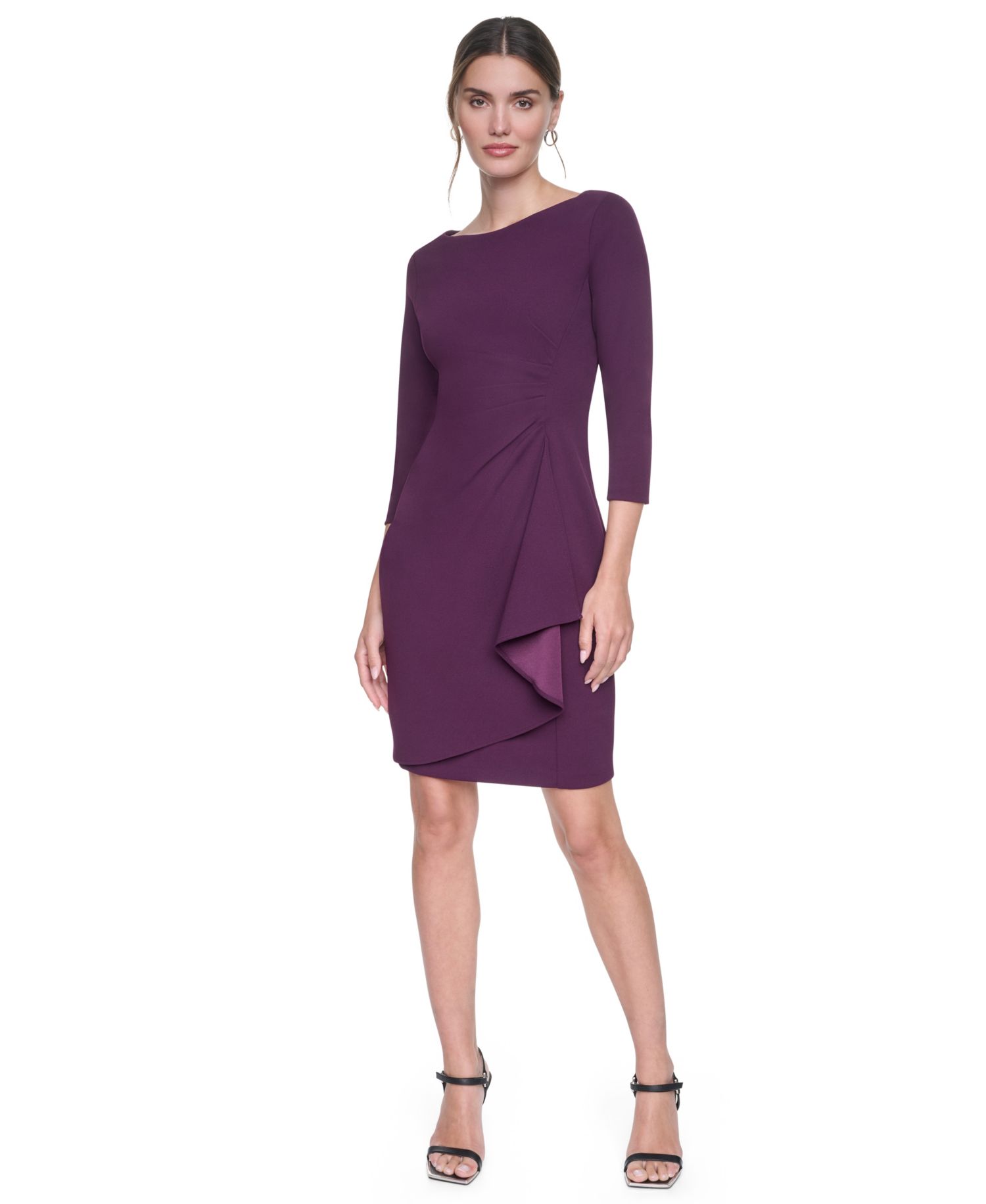 Women's Boat Neck Ruched Sheath Dress