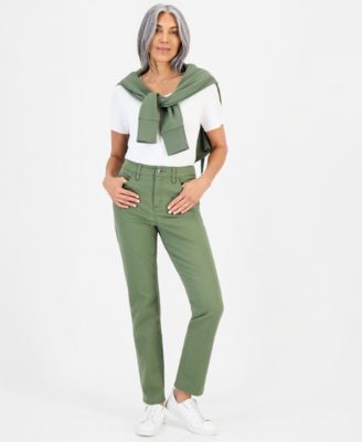 Women's Straight-Leg High Rise Twill Pants