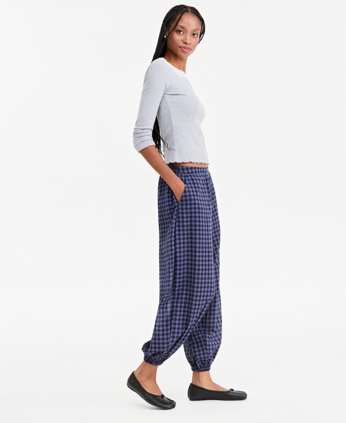 And Now This Women's Plaid High-Rise Pull-On Balloon Pants, Macy's Exclusive