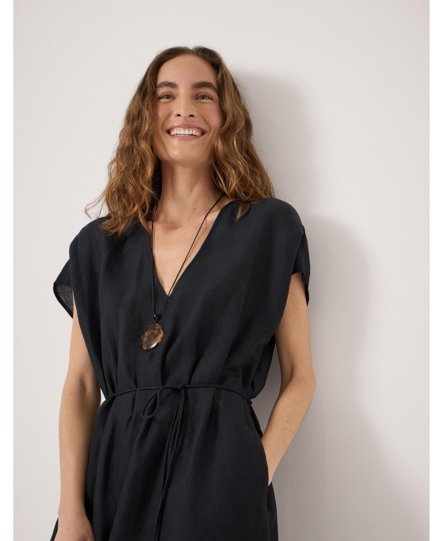 Women's Remy Pleated Linen Blend Midi Dress