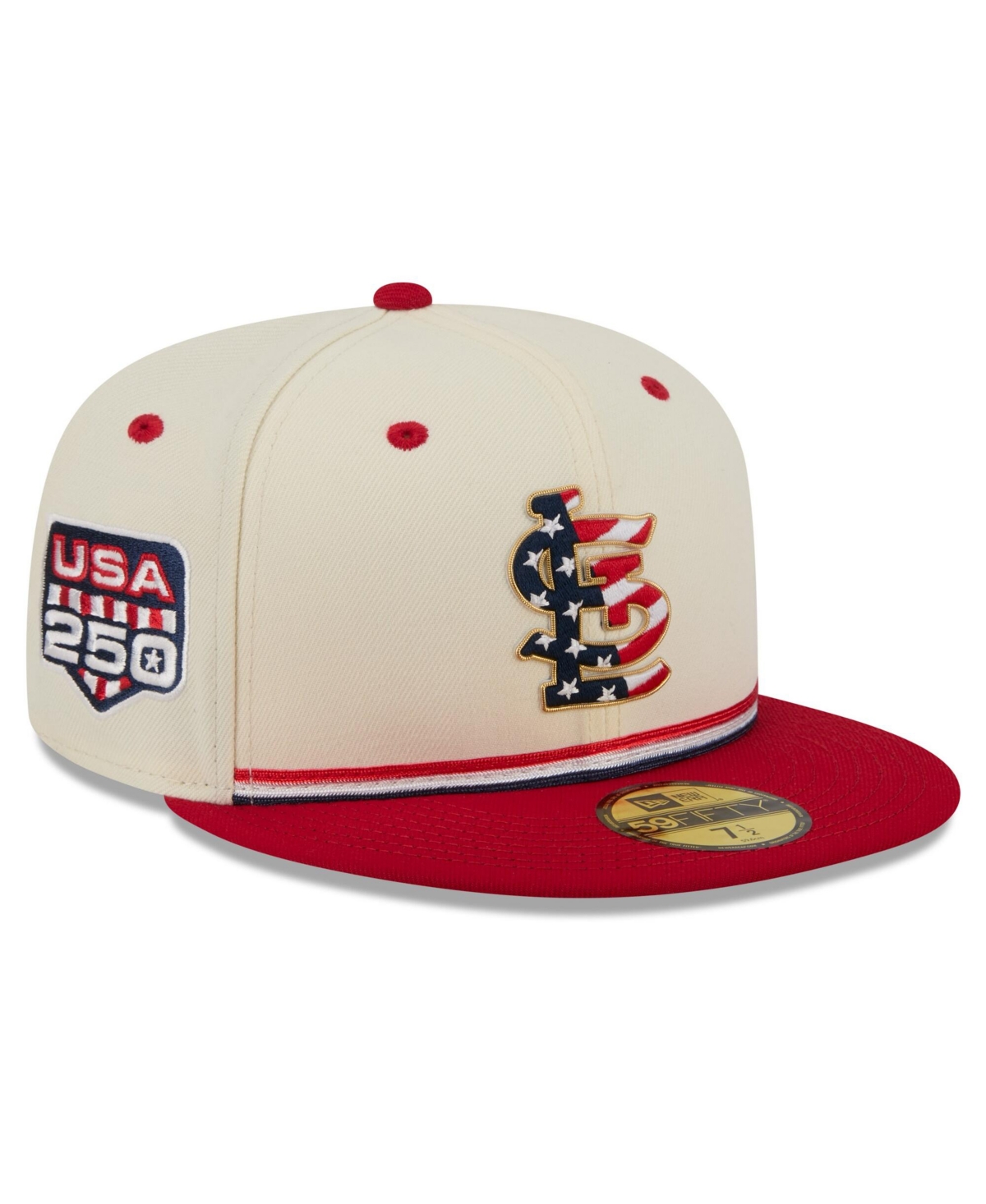 New Era Men's Cream/Red St. Louis Cardinals Usa 250 Fourth of July 59FIFTY Fitted Hat